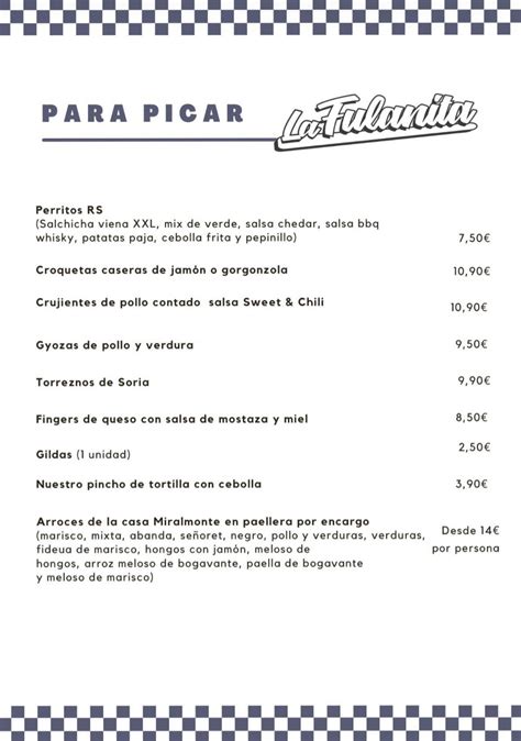 bar fulanita de tal|Carta y menú de Fulanita de Tal en Madrid (Madrid)